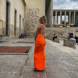 orange fashion nova maxi dress